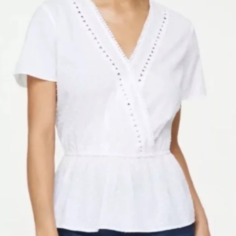 Loft Swiss Dot White Top